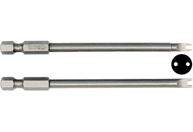 Bezpečnostní bity, Spanner, ploché, s výřezem, šíře 4 a 8 mm, 1/4" , délky 100 mm, Yato