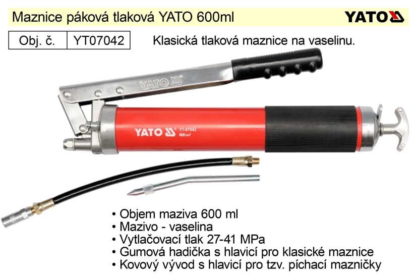 Maznice pkov tlakov YATO 600ml