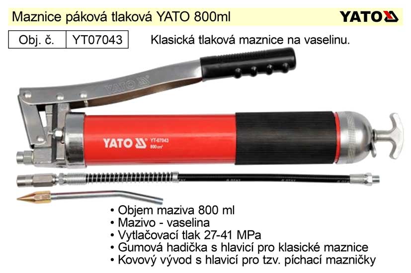 Maznice pkov tlakov YATO 800ml