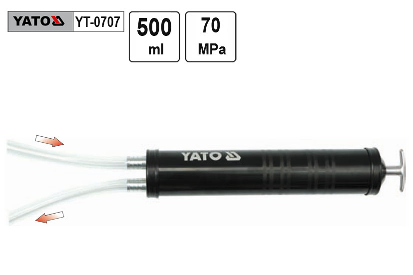 Pumpa olejová injekční YATO, 500ml, se dvěma hadičkami