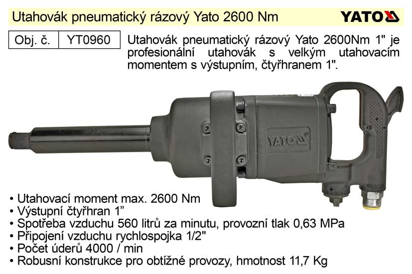YATO Rzov utahovk Yato 2600 Nm 1"  YT-0960