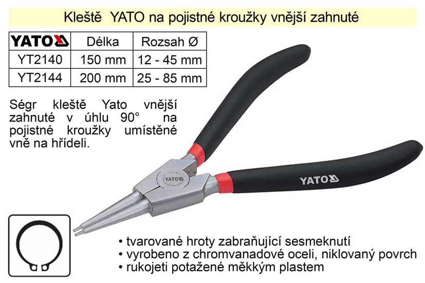 Klet  YATO na pojistn krouky 150 mm vnj pm