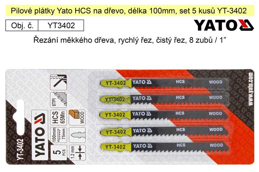 Pilov pltky Yato HCS na devo set 5 kus YT-3402