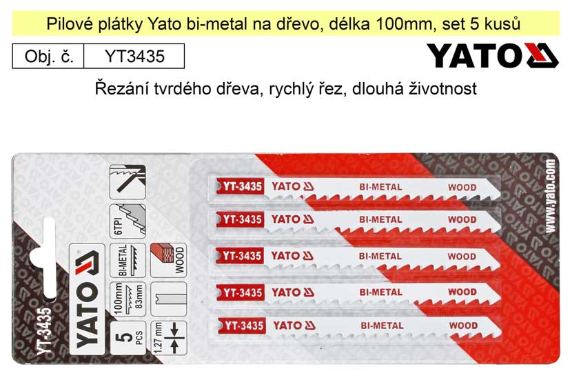 Pilov pltky Yato Bi-metal na devo set 5 kus YT-3435